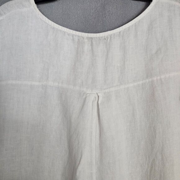 Terzo Millennio Italian Linen 1X Tunic Top Cotton Lace Crisp White Beach Boho - Picture 6 of 8